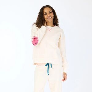 Kerri Rosenthal Ex-Boyfriend Smiley Sweatshirt Top Ribbed Cotton L NWD 284838